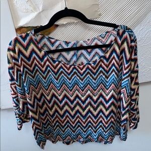 PINK ROSE boho print  casual crop top M